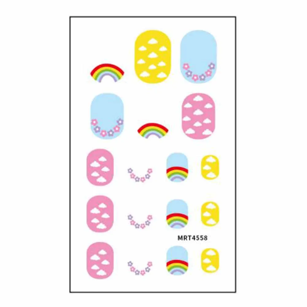 Bambini ragazze Nail Art adesivi fai da te bambini Cute Cartoon Nail decalcomanie stampa sicura su adesivo copertura completa Nail Wraps Party unghie finte