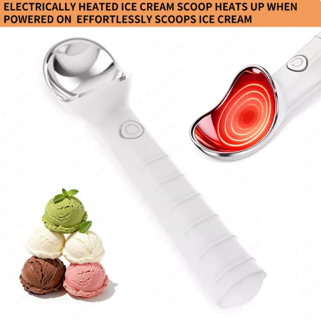 Stainless steel heating ice cream digging spoon Electric heating ice cream spoon Heating self-melting digging ball