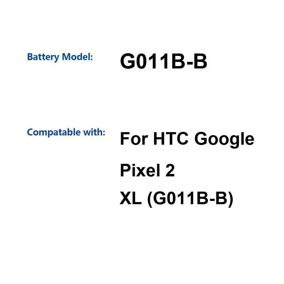 

Аккумулятор мобильного телефона емкостью 3830 мАч для HTC Google Pixel 2 XL G011B-B Премиум-замена, долговечный