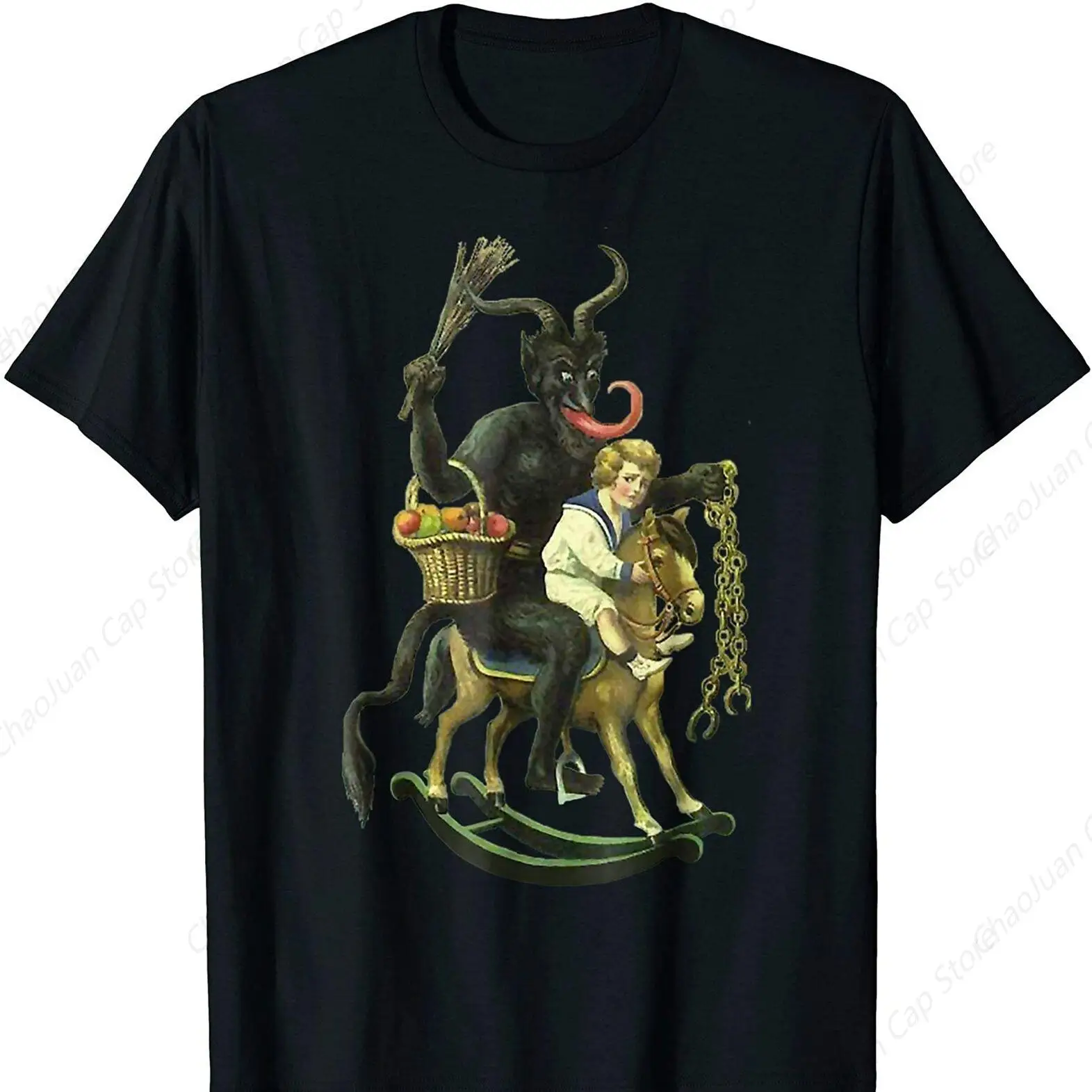 Christmas Demon Holiday Krampus Scary T-Shirt. Summer Cotton Short Sleeve O-Neck Mens T Shirt New Gift S-6XL