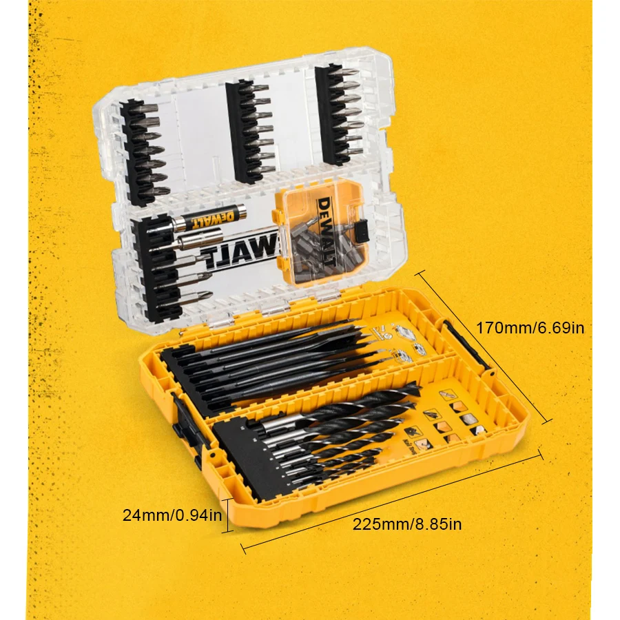 DEWALT 57PCS Multifunctional Tool Accessories Bit Set Extension Bit Holder Flat Wood Bits and Drill Bits DT70758-QZ