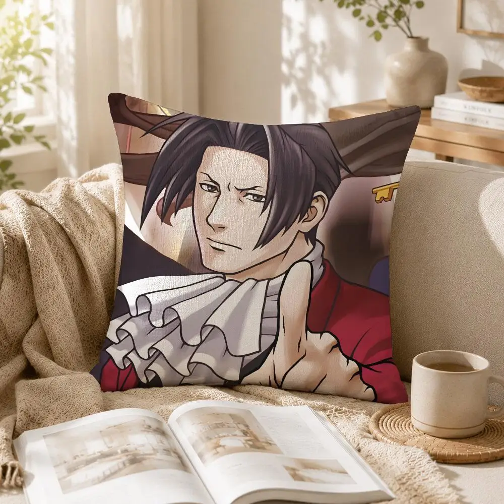 A-Ace Attorney Miles E-Edgeworth Cushion Cover Linen Square Pillow Case Naturally Durable Gentle On Sensitive Skin