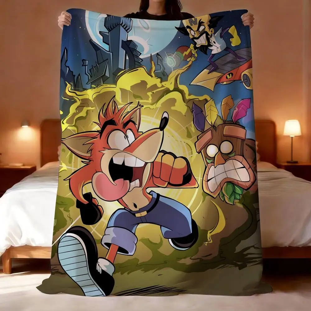 Video Game Crash Bandicoot Throw Short Plush Throw Blanket Soft Skin-Friendly Multi-Scene Home Office