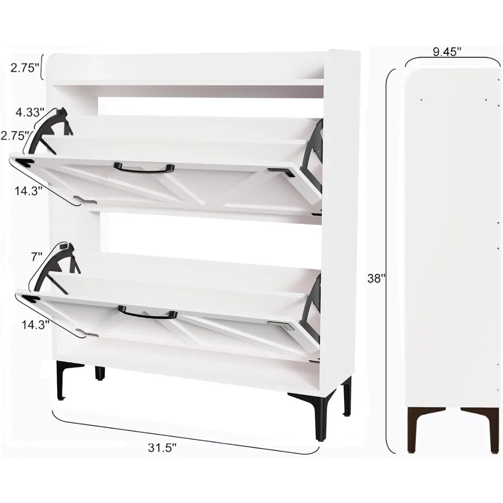 خزانة تخزين الأحذية قائمة بذاتها مع أدراج وأرجل قابلة للطي لمنظم المدخل