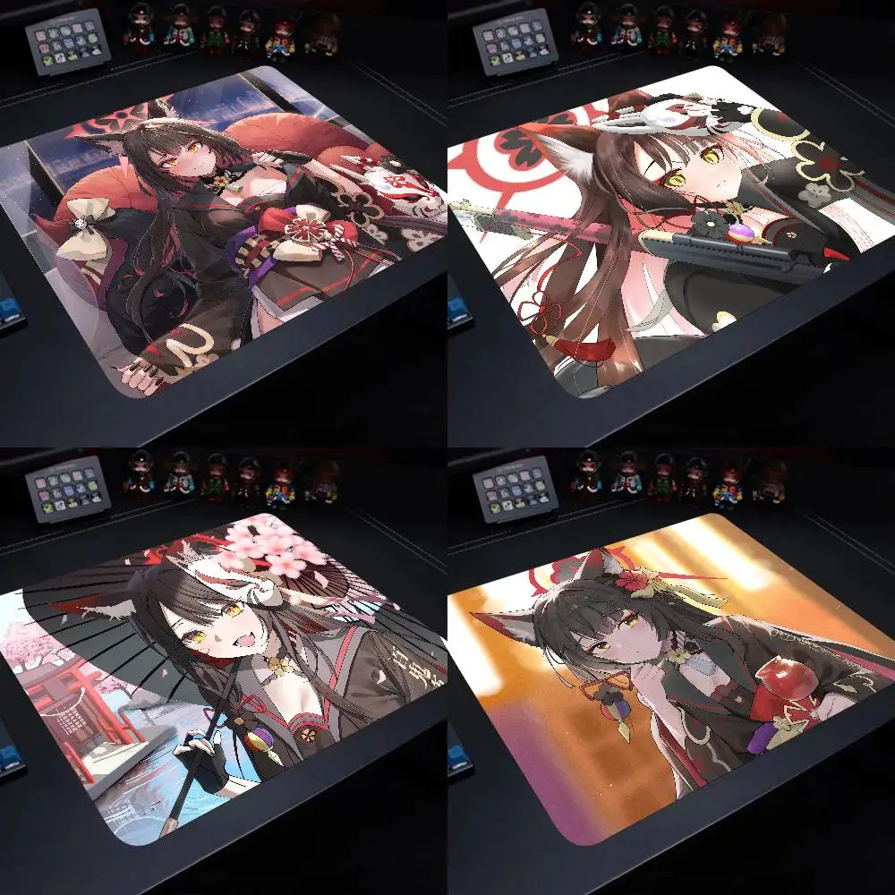 Kosaka Wakamo Blue Archive Game Mouse Pad 22X18 Square Computer Accessories Office Game Table Mats Rubber Anti-slip Mousepads