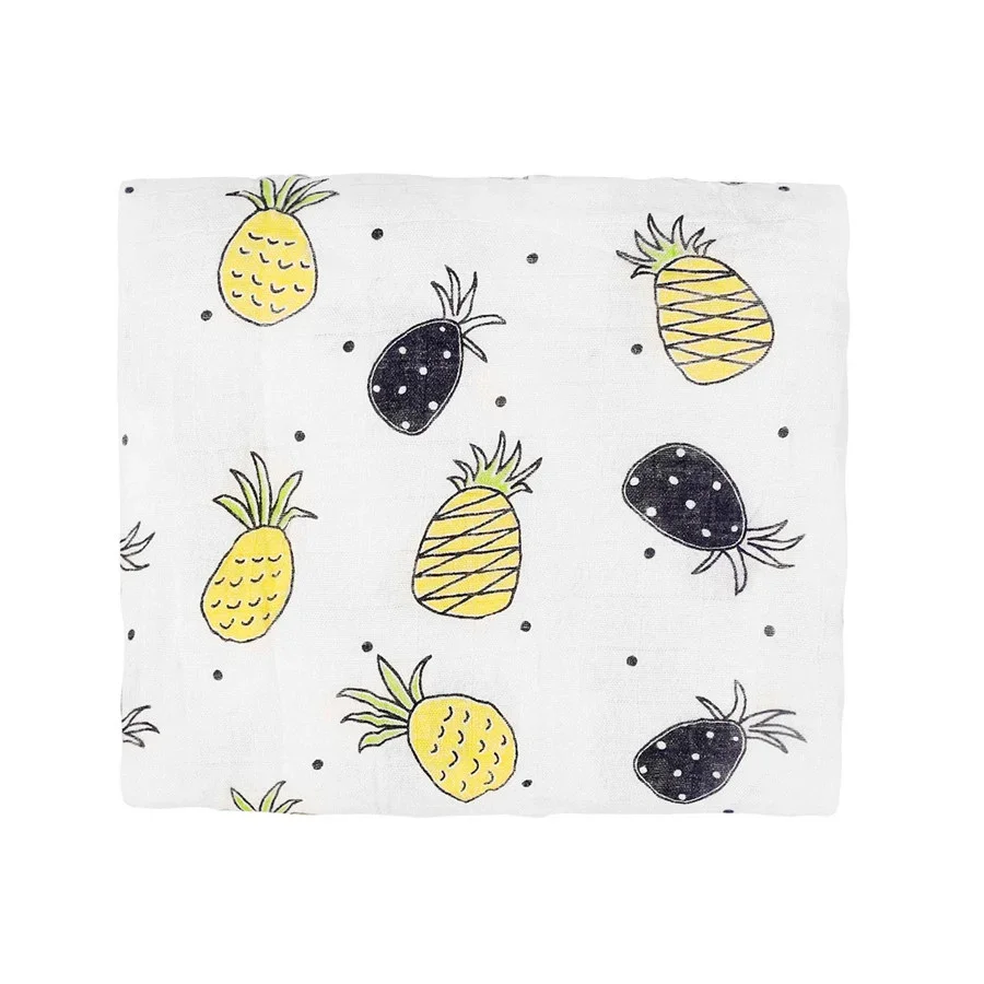 100% бамбуковое детское Пеленальное Одеяло, мягкое бамбуковое одеяло для детской коляски, милое детское одеяло с фруктами