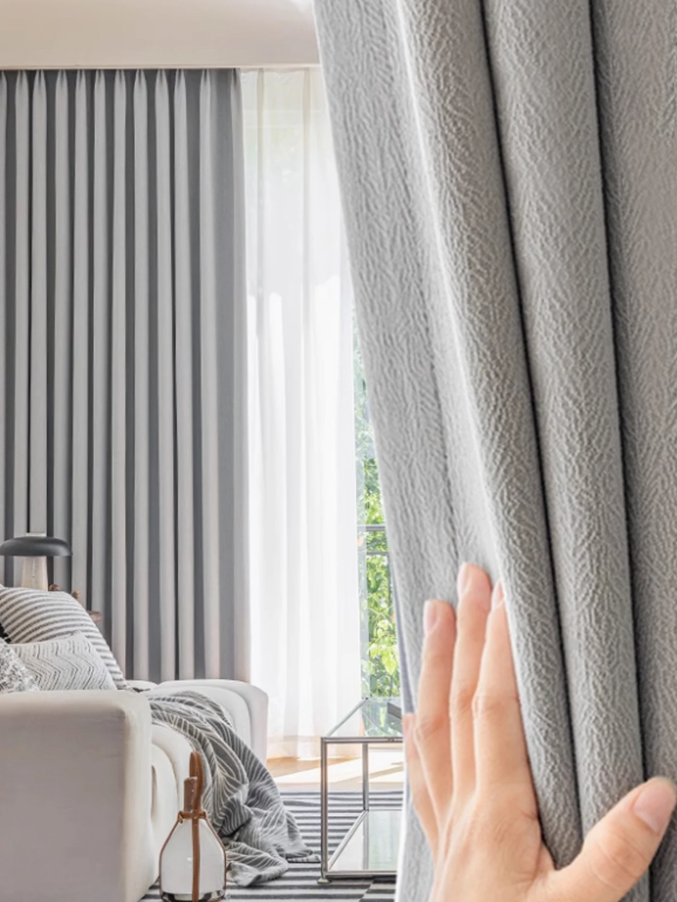 Kiefernblatt-Samtvorhänge, Schlafzimmer, Verdunkelung, Wohnzimmer, fertige Vorhänge, Jacquard-Chenille, hautfreundlicher Stoff