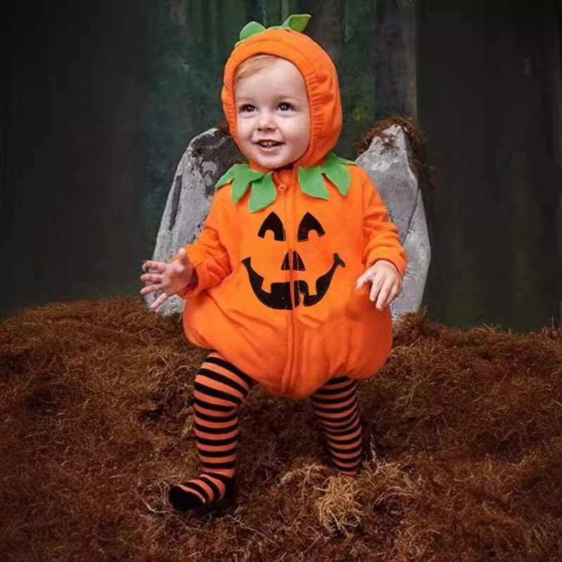 nfant Baby Girl Boy Halloween Costumes Outfit Pumpkin Hooded Romper Footed Pants Leggings Fancy Clothes