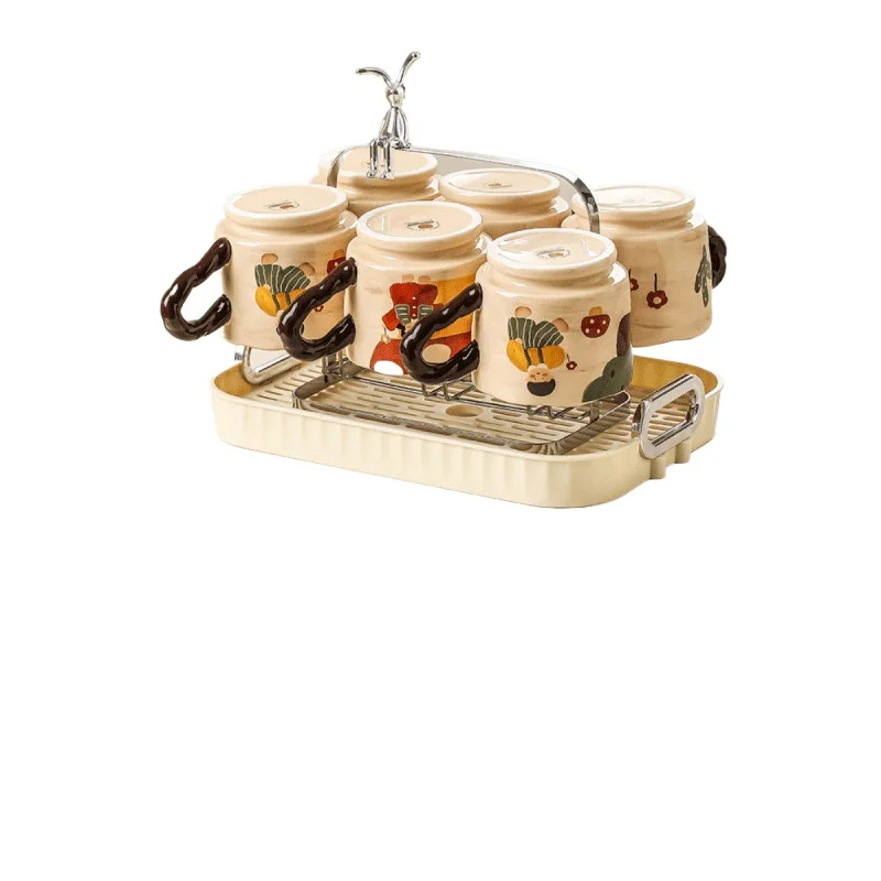 

Mug set cute cartoon boys and girls drink, high-end thickened ceramic family set of cups