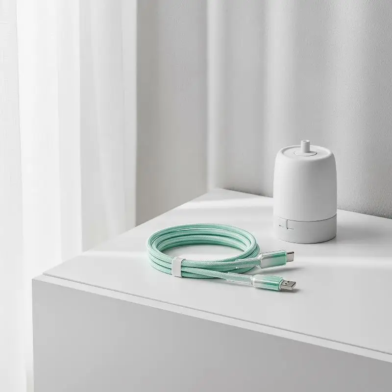 Braided 6A USB C Charger Cable Super Fast Charge Transparent Design Durable Tangle-Free for   Huawei Daily Use