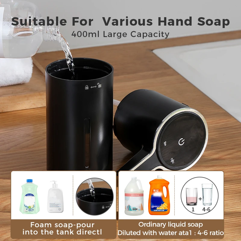 جديد الحائط موزع الصابون الأوتوماتيكي رغوة غسالة اليد الذكية 400 مللي السائل قابلة للشحن الحمام التعريفي الاستشعار #4