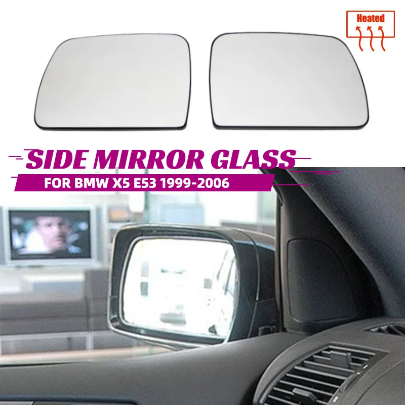 

Left&Right Side White Heated Wing Mirror Glass Wide Angle Rearview Mirror for BMW X5 E53 1999 2000 2001 2002 2003 2004 2005 2006