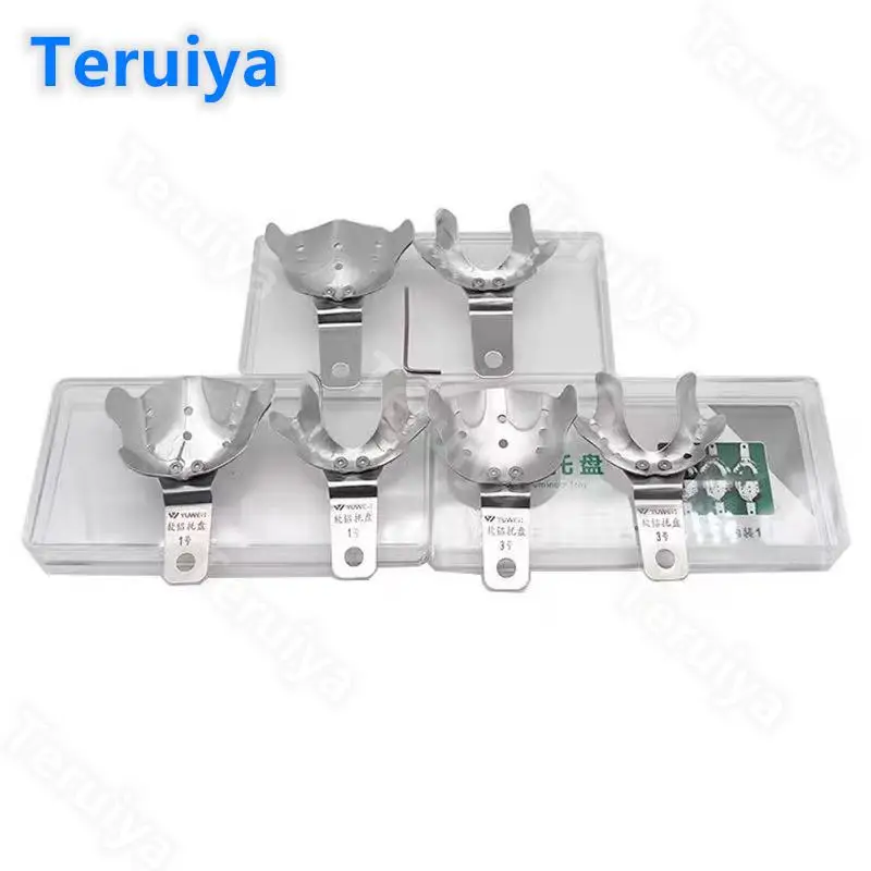 Professional Full Denture Impression Trays - 3-Pack S/M/L Soft Aluminum Dental Supplies for Oral Prosthetics