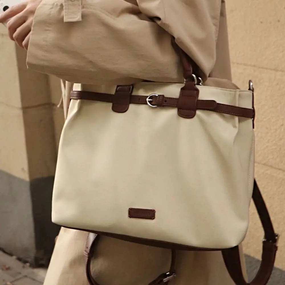 

All Match French Nylon Shoulder Bag Leisure Solid Color Laptop Bag Fashion Commuting Briefcase Backpack Ladies