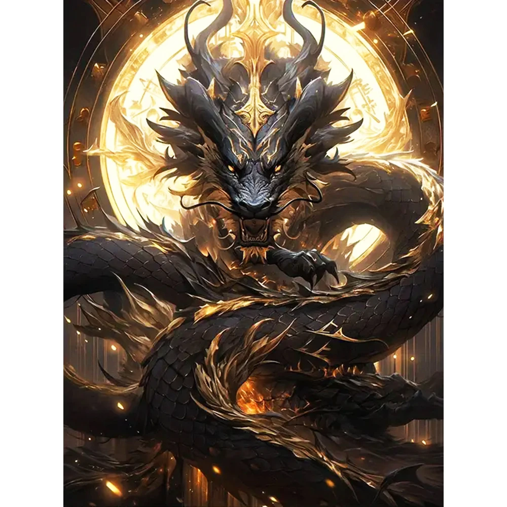 

5D DIY Diamond Mosaic Dragon Full Round Painting Animal Complete Kit Handicraft Bedroom Decoration