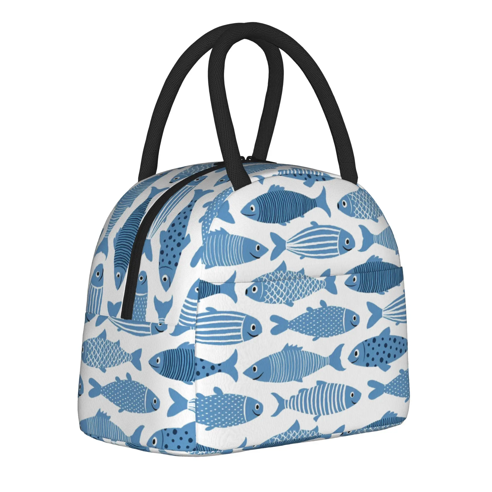 Cartton Fish Insulated Lunch Bags Large Starry Whale Sharks Lunch Container Thermal Bag Tote Lunch Box School  Food Storage Bags