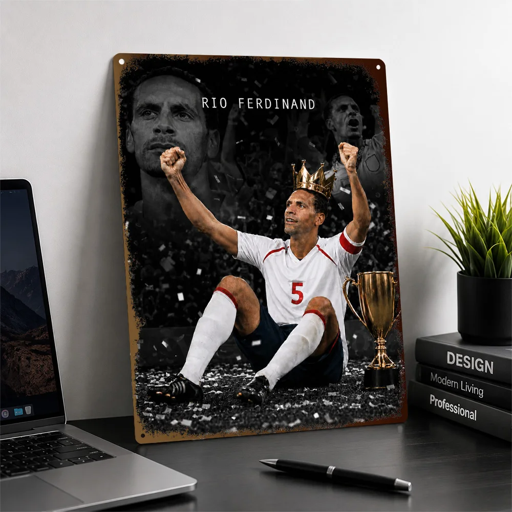 Rio Ferdinand Football Aluminum Poster Personalized Metal Sign Club Hero Design Wall Art Ideal For Collector Den Or Fan Lounge