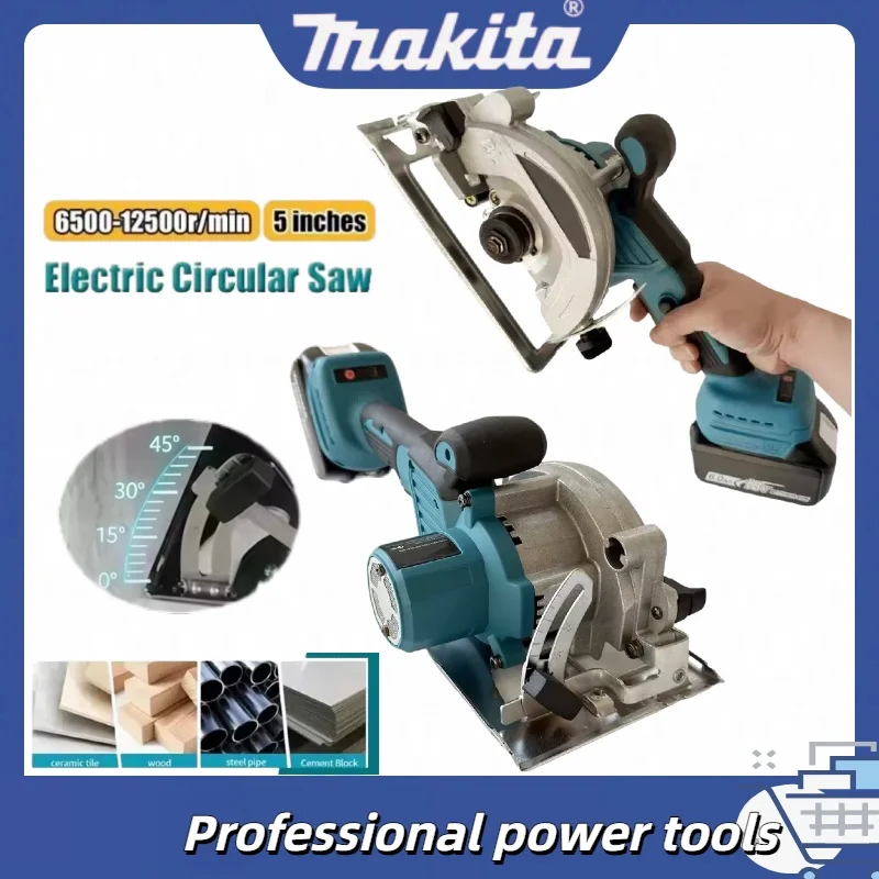 

Makita 5Inch Brushless Electric Circular Saw Cordless Handheld Multifunctional Wood Metal Cutter Power Tool