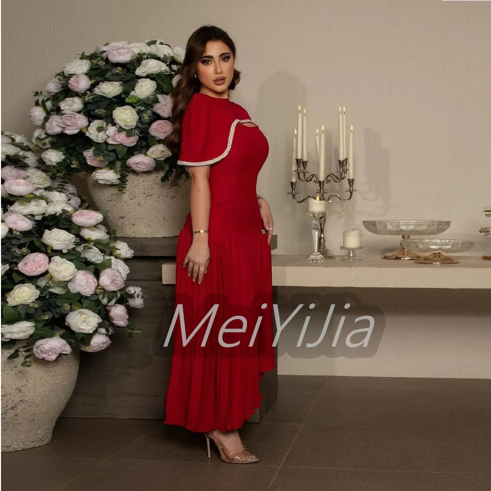 Meiyijia  Evening Dress Saudi Knee Length Ruffle Elegant Simple Mermaid Arabia  Sexy Evening Birthday Club Outfits Summer 2024