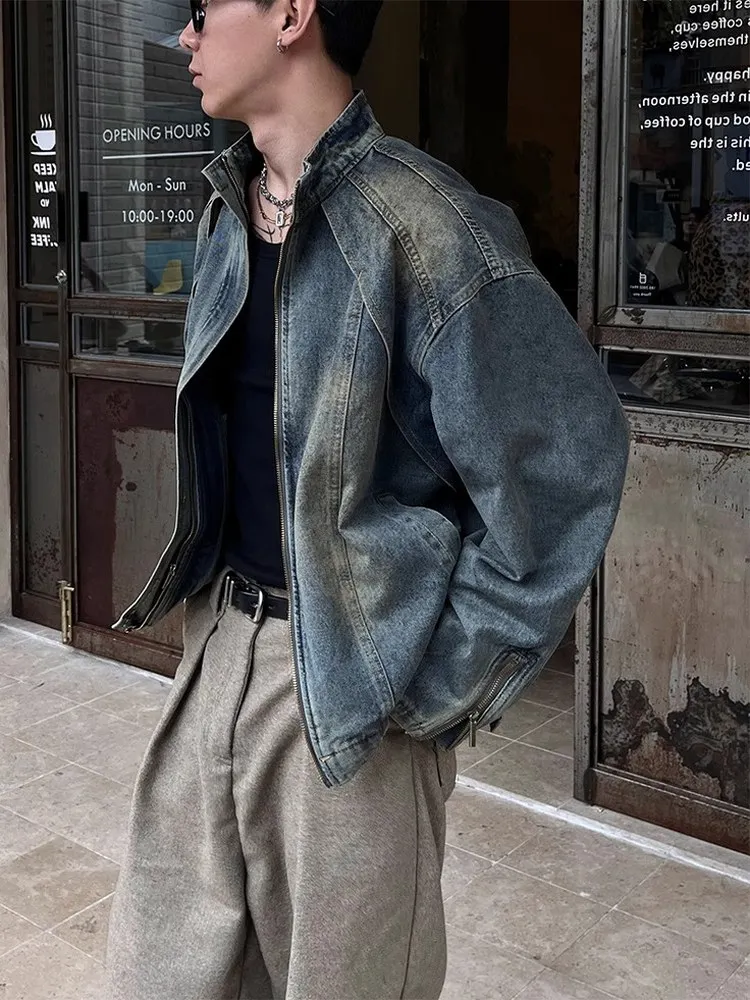 

Мужская джинсовая куртка Adient Waed из плотного денима, свободного кроя, модная, брендовая, молодежная, с длинными рукавами, на молнии, цветная