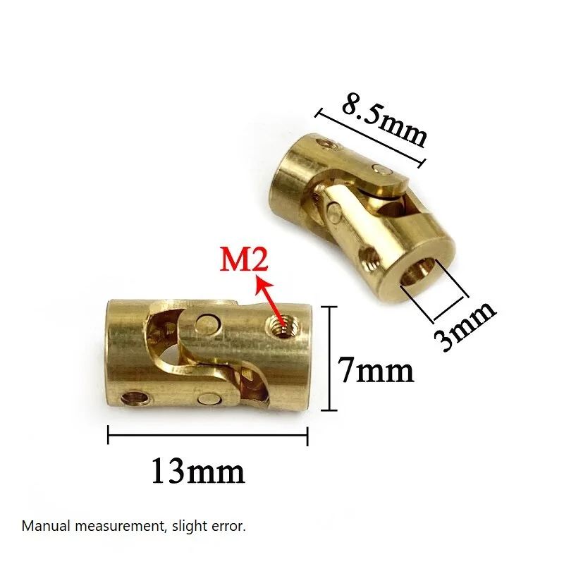 3 To 3mm Motor Shaft  Connector Brass Metal Universal Joint Coupling Cardan Joint