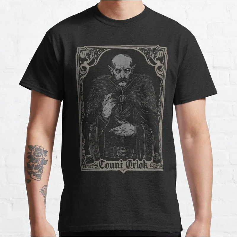 

Vintage Count Orlok Horror Movie Dracula Vampire cult graphic t shirts The Mystery Hunter scary halloween tops All size S-6XL