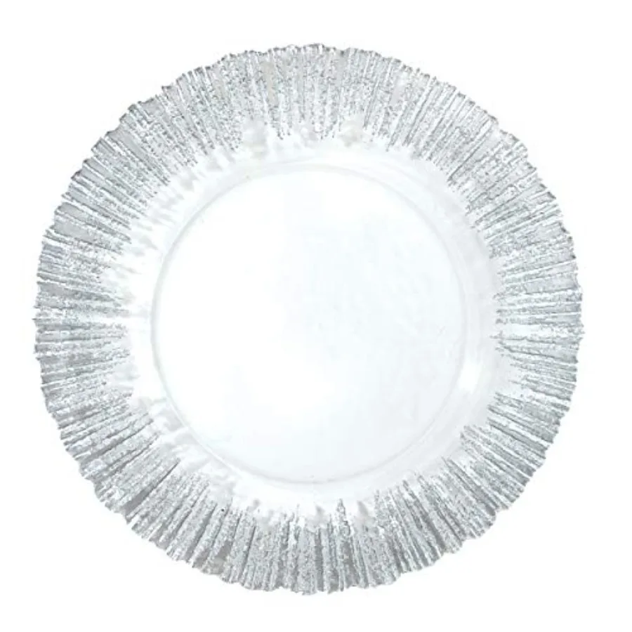 

Sunburst Charger Plate Set of 4 13 inch Clear Silver