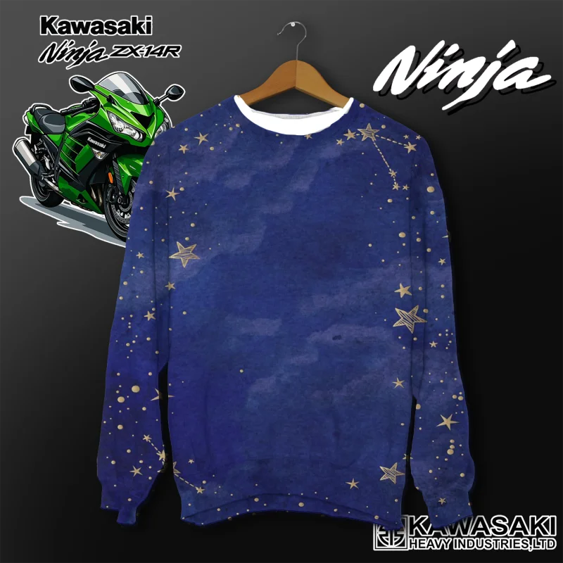 كاواساكي دراجة نارية سباق فريق الرجال تي شيرت طويل الأكمام ربيع الخريف بلايز الشارع الكتابة على الجدران الملابس العصرية نمط ريت #1