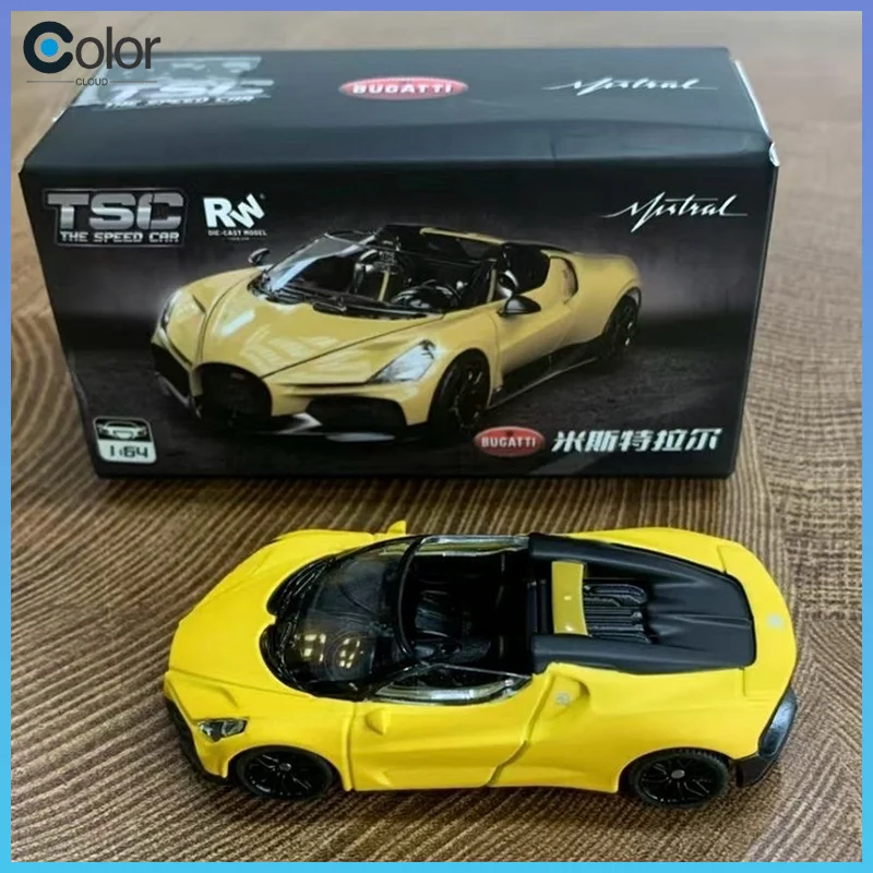 

Tsc Official Licensed 1/64 Bugatti Mistral Diecast Sports Car Alloy Plastic Rubber Tire Sliding Model For Collectors Collection