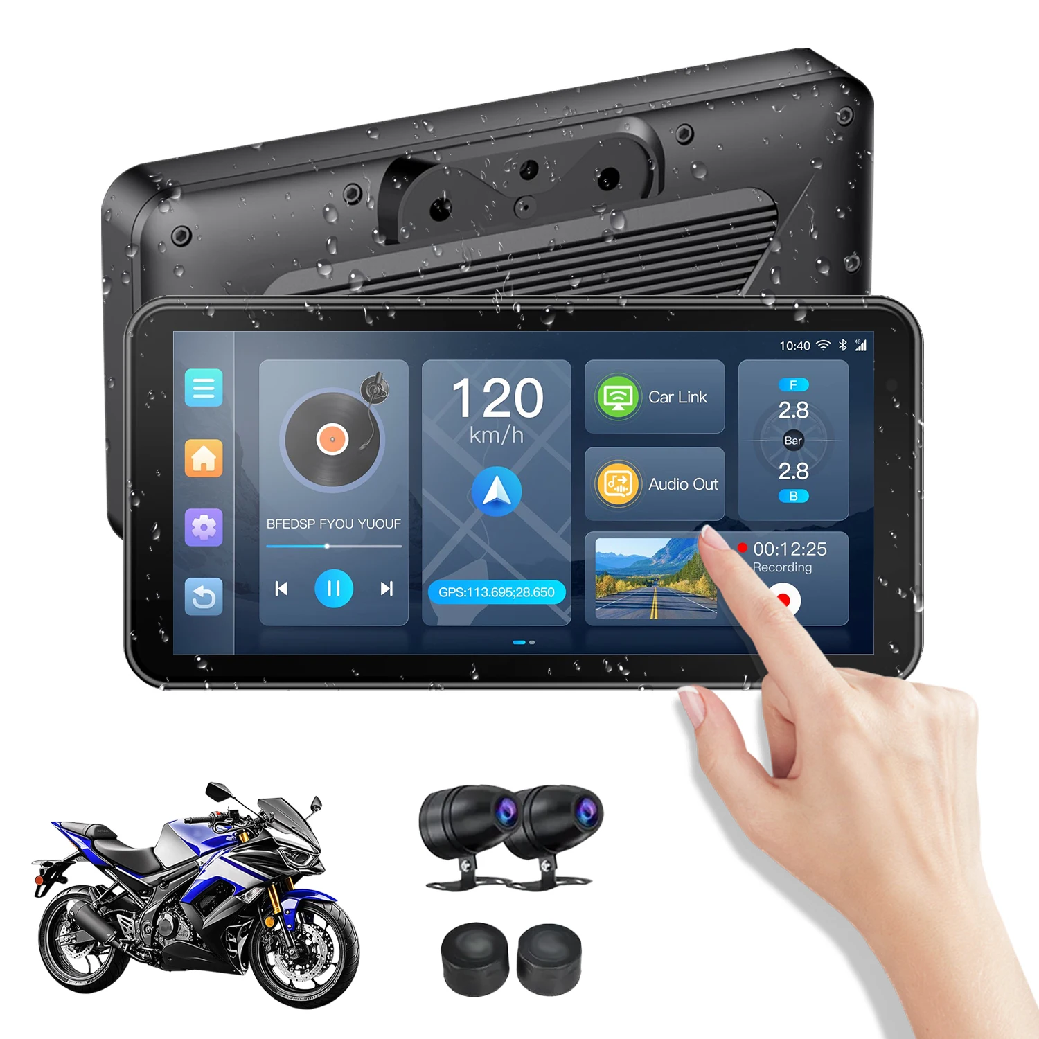 Autommi 6.25 Inch Portable Moto Screen Android 14 System GPS Bluetooth Navigation IPX8 Waterproof Smart Moto Camera Carplay