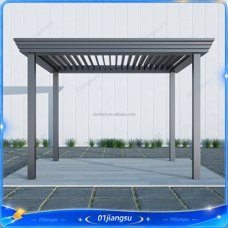 Modern 3x3m Electric Aluminum Glass Louver Pergola Bioclimatic Outdoor Gazebo Arbour Garden Pavilion Waterproof Sunshade