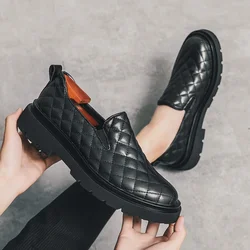 Loafers Shoes for Men Black Pu Soft Sole Casual Slip on Breathable Height Increasing  Men Shoes