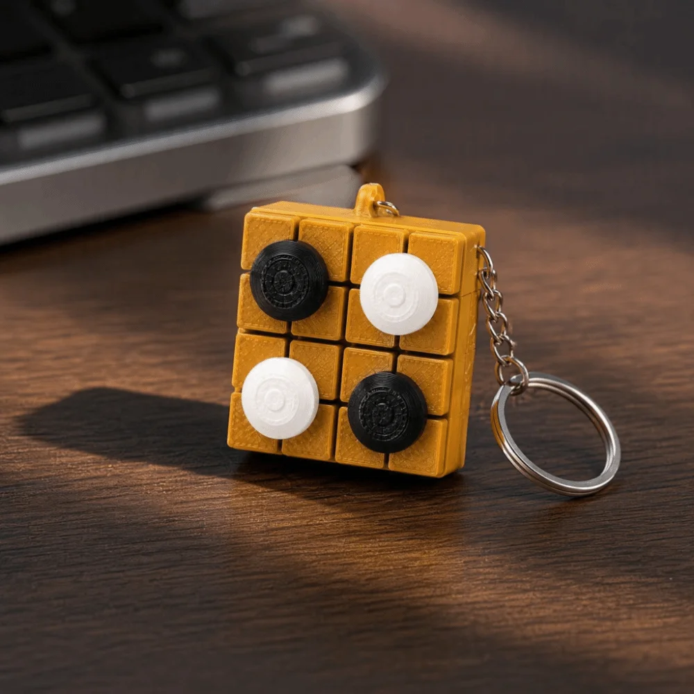 3D Printed Go Board Clicker Keychain Gomoku Shape 4-key Keyboard-style Mechanical Keyboard Pendant Creative Funny