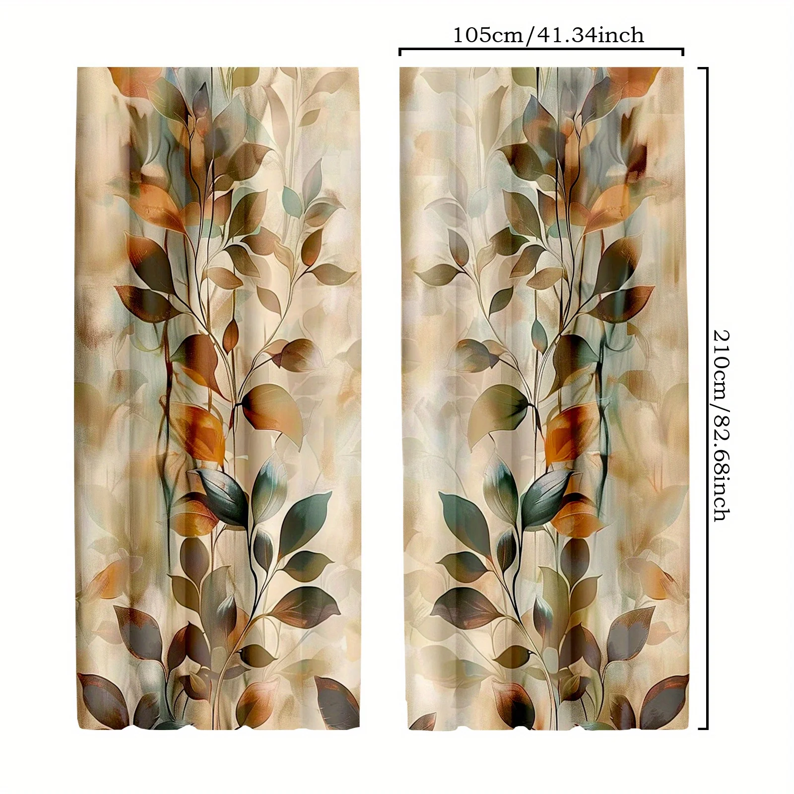 Luxurious Botanical Leaf Curtain Pair Gold Beige Tropical Floral Nature Drapes Window Panels for Living Room Bedroom Home Decor