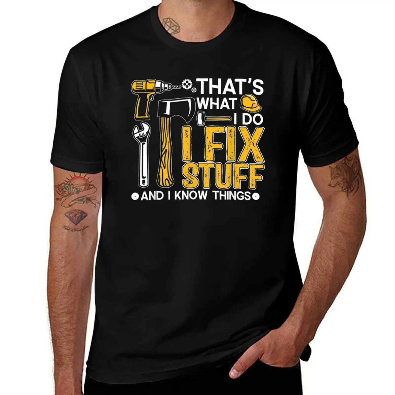C'est ce que je fais, je répare les choses et je sais des choses, T-shirt avec une phrase drôle, T-shirt basique uni pour le printemps et l'été.