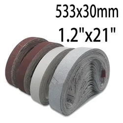 10pcs 30*533mm Sanding Belt 40-1500 Grit Aluminium Oxide Sander Grinder Belt Dremel Accessories for Polishing Grinding