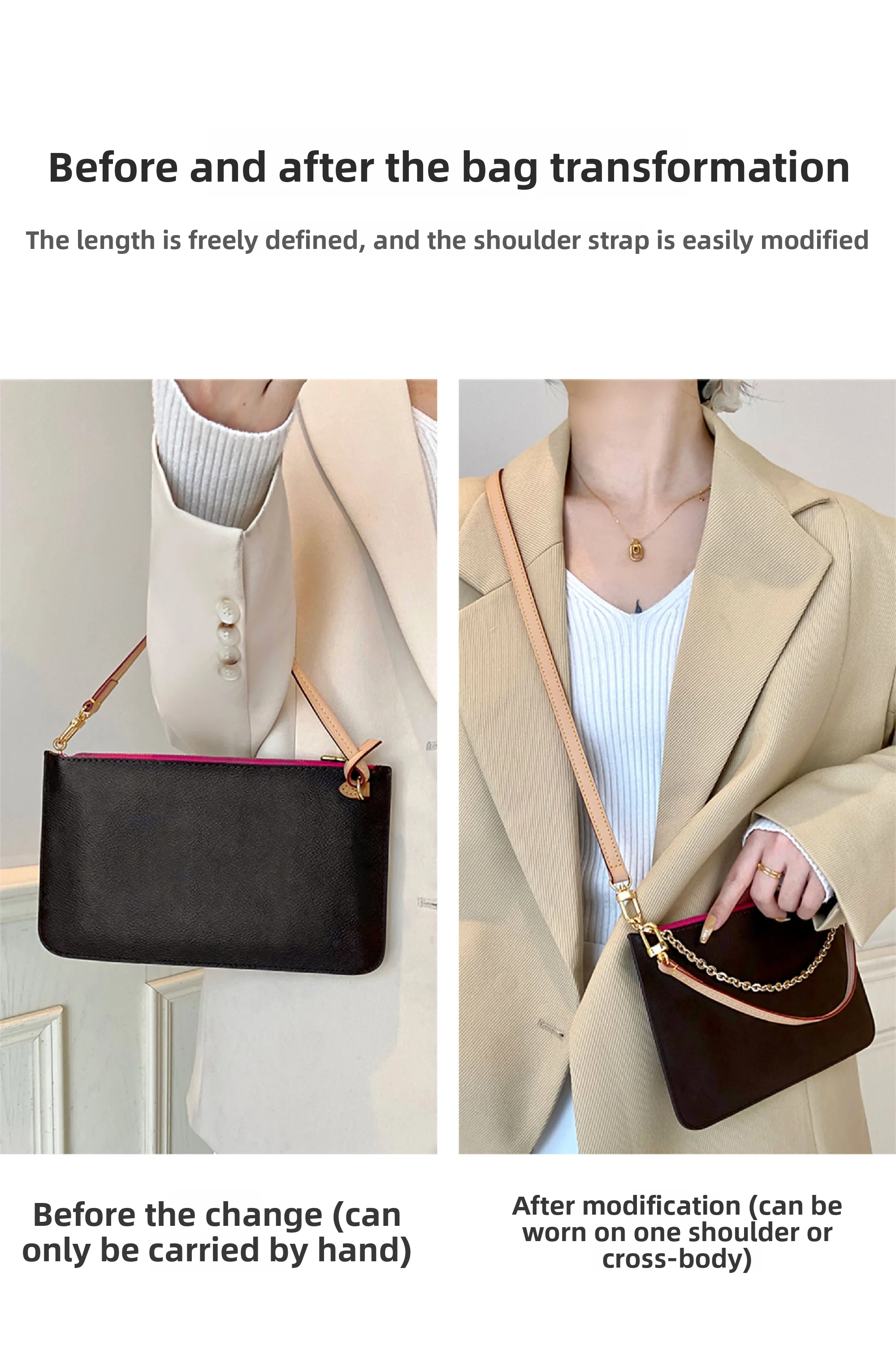 Bag Shoulder Strap For Lv Neverfull Bag Leather Bag Strap Extension Chain Underarm Bag Belt Crossbody Replacement Accessories