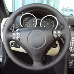 Black Non-slip Genuine Leather Car Steering Wheel Cover Fit for Mercedes Benz SLK-Class W170 W171 SLK 200 280 350 2004-2008 C230