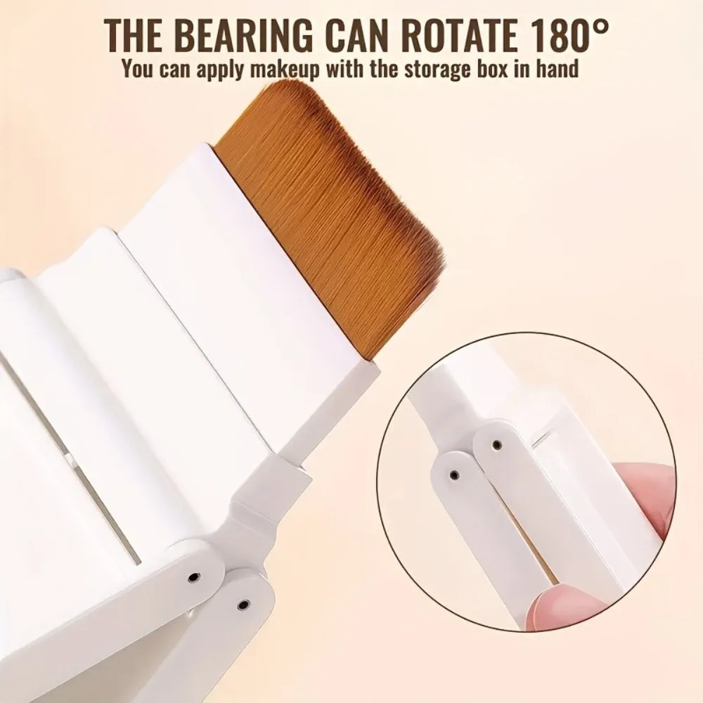 Brosse de fond de teint compacte Ultra-mince avec miroir, sans Trace, brosse de maquillage à tête plate, outils de beauté pliables, brosse douce sans trace