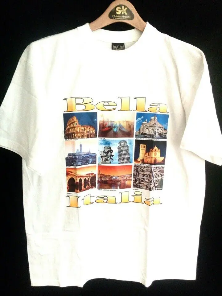 Сувенирная футболка Bella Italia, качественное изображение, 100% хлопок, Сделано в Италии