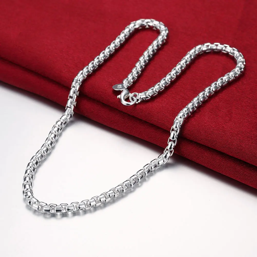 Collar de cadena redonda de plata de ley 925, 20-24 pulgadas, para mujer y hombre, joyería de moda para boda y compromiso