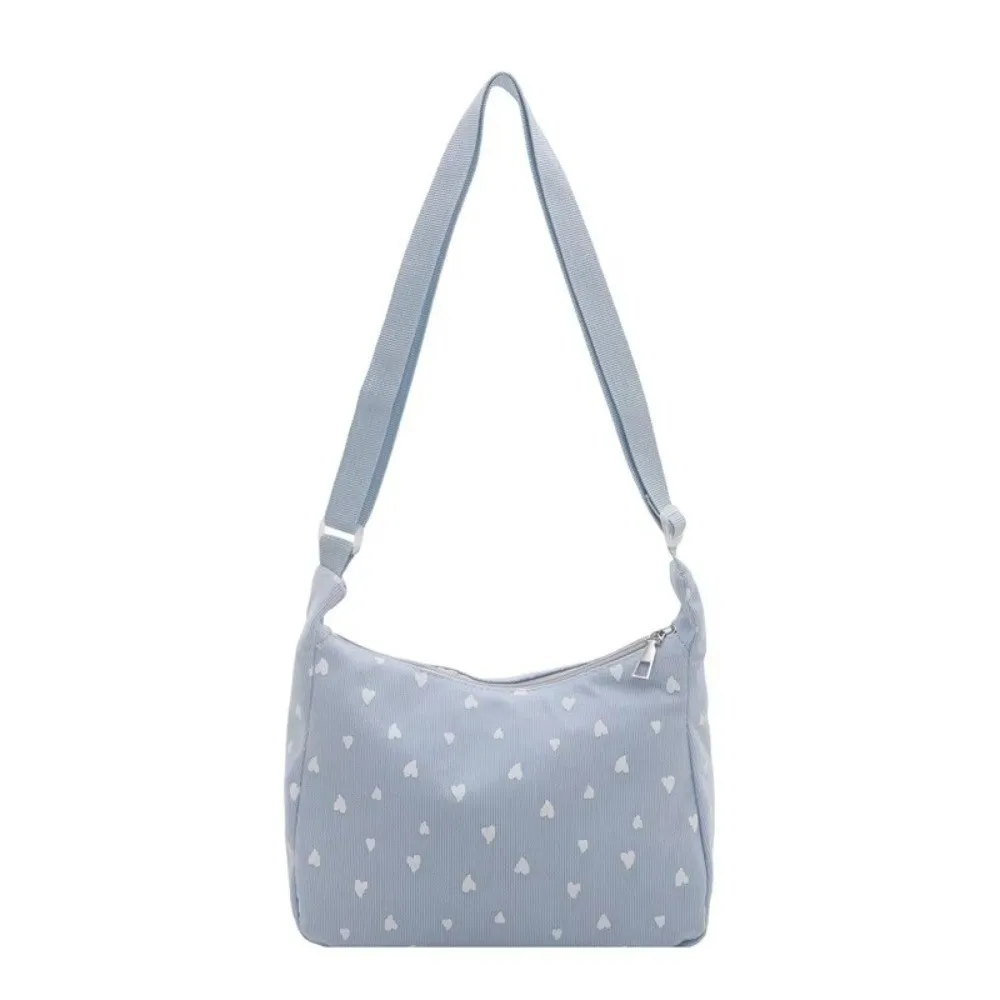 Fashion Corduroy Shoulder Bag Dot Sweet Style Crossbody Bag Large Capacity Ruffled Handbag for Women Girls
