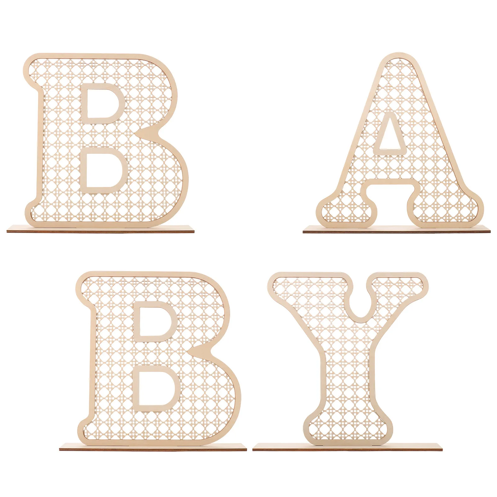4Pcs Baby Letters Wooden Alphabet Sign Rustic Boho Nursery Decor Baby Shower Table Centerpiece Toddler Girls Room Decoration