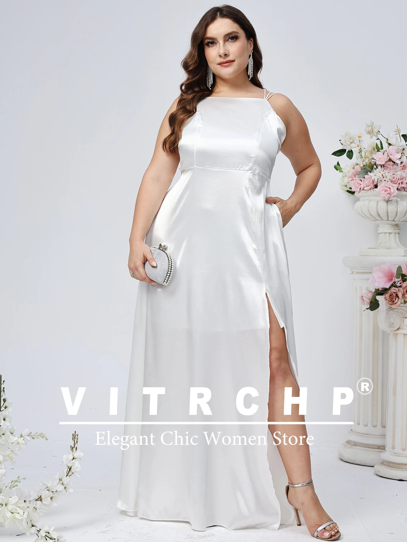 Plus Size Elegant Mermaid Bridesmaid Dresses High Slit Ruched Satin Tight Evening Formal Gowns Wedding Guest Party Dress