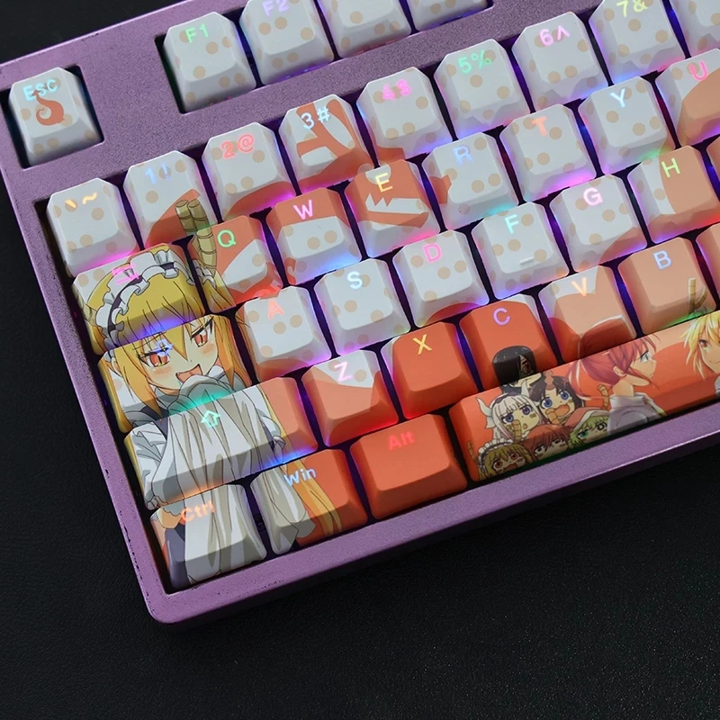 Imagem -05 - Chaves Miss Kobayashi Dragão Maid Keycaps Perfil Oem Anime Japonês Keycaps Pbt Dye Sublimação Teclado Backlight Keycap 108