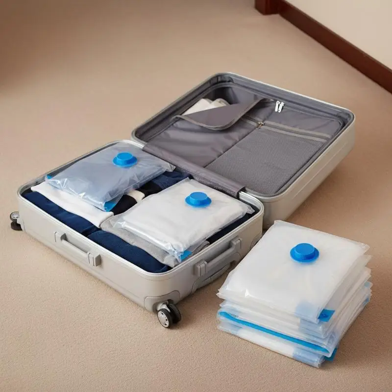 Vacuum Storage Bags Portable Foldable with Valve Space Saving Large Size for Clothes Blanket Travel Moving Storage