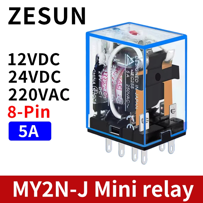 1pcs MY2N-J Relay HH52P 8 Pin AC/DC 12V 24V 220V Mini Relay Intermediate Electromagnetic Relay ZUSUN
