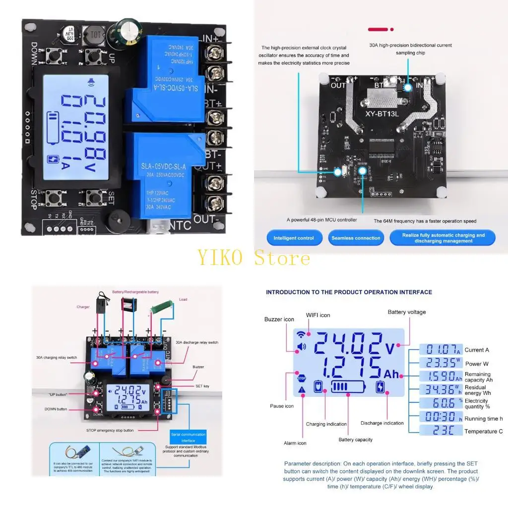 

K32C DIY Защита аккумулятора Программируемый выключатель напряжения 10 В-110 В ЖК-экран