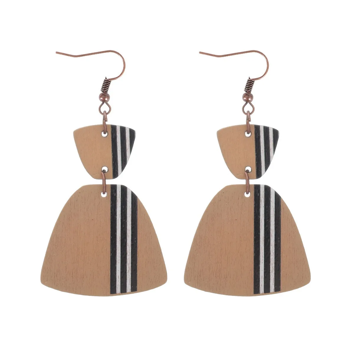 300pairs/lot Love Striped Earrings Flower Wooden Earrings for Women