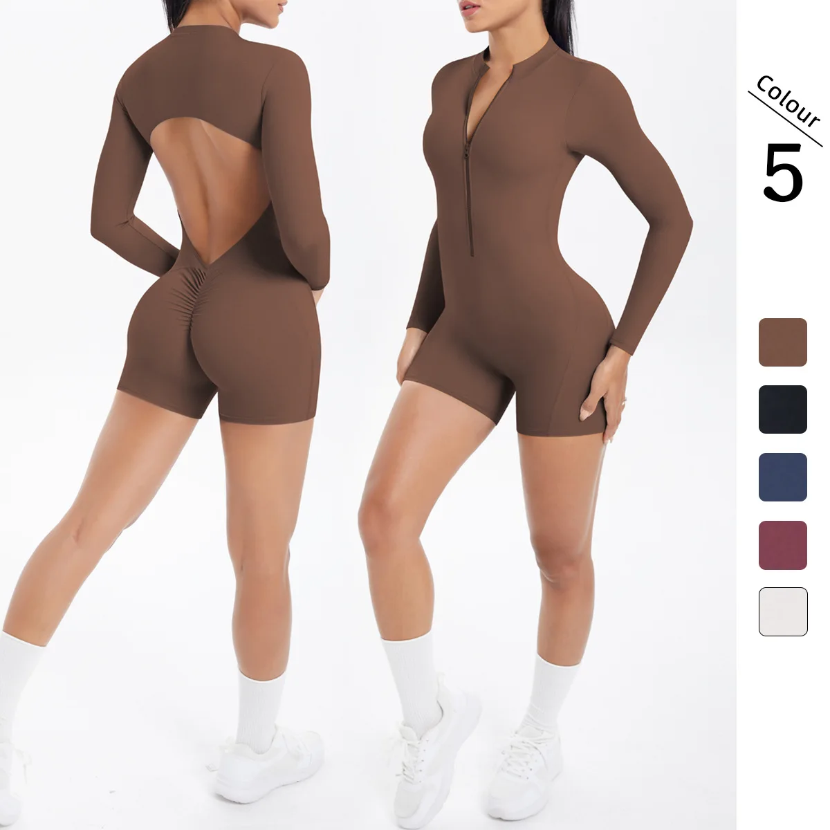 

Fitness One Piece Sports Suit One Piece Yoga Suit Shorts Seamless Butt Lifting Backless Set Breathable Gym Workout Top